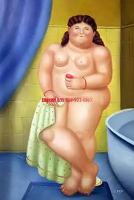 $359.95 • Buy 24x36 100%hand Painted Oil Flat,Fernando Botero Style,Fat Lady,Fat Women,Fat Men