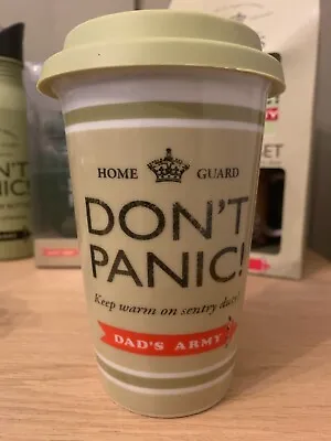 Official Dads Army Dont Panic Ceramic Coffee Drinks Mug With Lid Cup • £7