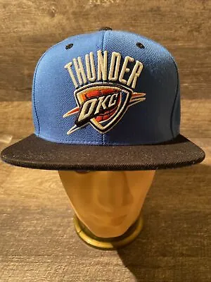 OKC THUNDER Mitchell & Ness Script Snapback HWC Hat Cap NBA WHITE BLUE • $15