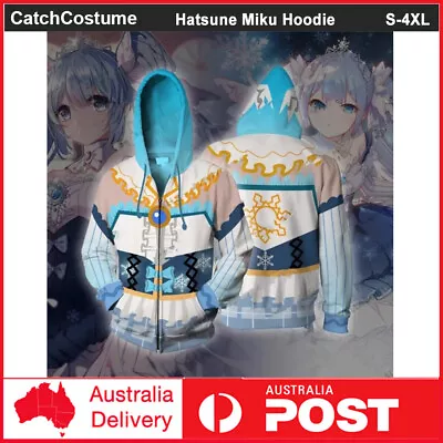 2019 Hatsune Miku Snow Princess Ver Hoodie Cosplay Costume 3D Printed Sweatshirt • $24.93