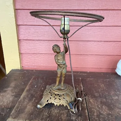 $149.99 • Buy Antique Victorian Cupid Cherub Angel Table Lamp French Style 10” Fitter Gas Orig
