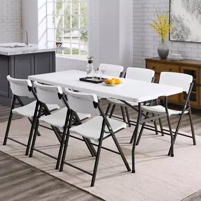 FOLDING TABLE 6 Foot Indoor/Outdoor White Granite Events Parties • $64.04