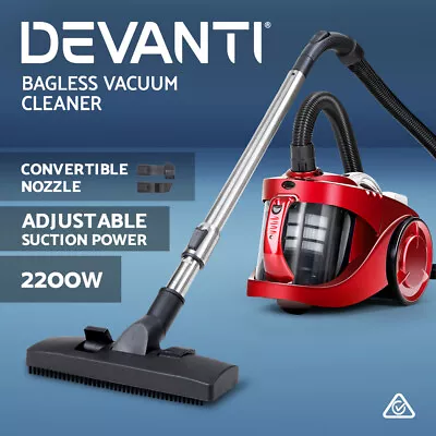 Devanti Bagless Vacuum Cleaner 2200W Cyclone Cyclonic HEPA Filtration System Red • $105.95