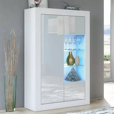 £159.99 • Buy Cabinet Sideboard Unit 140cm Cupboard Display High Gloss Doors With Free LED
