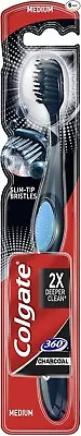 Colgate Toothbrush 360 Charcoal Black Medium Cdu 12 Pack Of 6 • £13.99