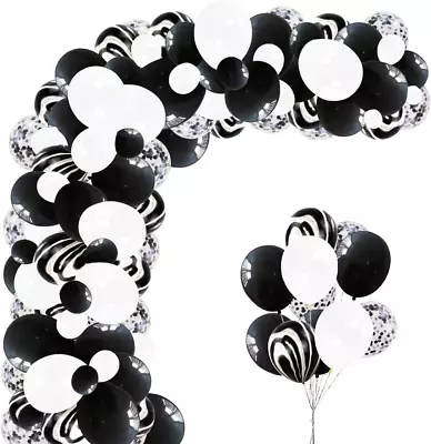 Elecrainbow 120 Pieces White & Black Balloon Arch Garland Kit For Birthday Grad • $17.78