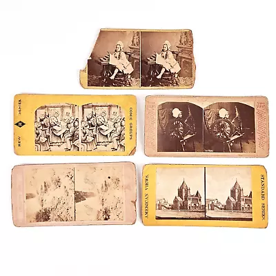 Antique 1870-1899 5-pc Lot Of Assorted Stereoview Stereoscope Cards • $11.95