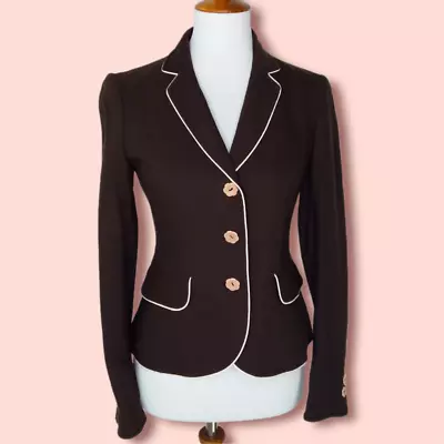 Moschino Cheap And Chic 100% Virgin Wool Blazer Size S Brown Flower Buttons • $225