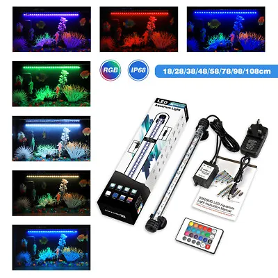 GreenSun Submersible LED Aquarium Light RGB Remote Waterproof Fish Tank Lights • £10.49