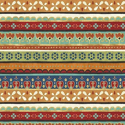 1 Yd Piece - La Vida Loca Mexican Southwestern Stripes Cotton Fabric M208.45 • $5.97