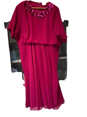 $18 • Buy ASOS Curve Lined Dress Plus Size 18 Maroon Midi Short Sleeve Ladies Women’s