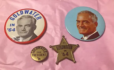 Barry Goldwater 4 Vintage Original Campaign Buttons (2) 3 1/2  + Gold Star  D10 • $3.46