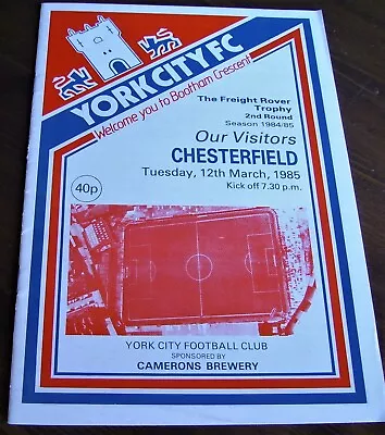 York City  V  Chesterfield 1984-85 • £2.25