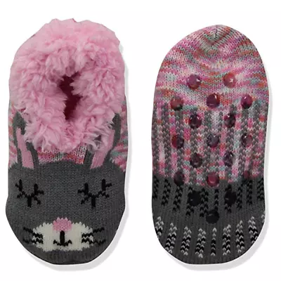 ~Sale~ Jacques Moret Girls Size 6-8.5 Big Teddy Faux Fur Light Pink Bunny Sock • $5.10