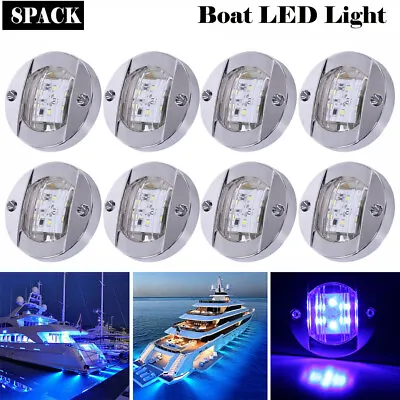 8PCS DC12V Marine Boat Transom Stern Light Round LED Tail Lamp Yacht Accessories • $24.56