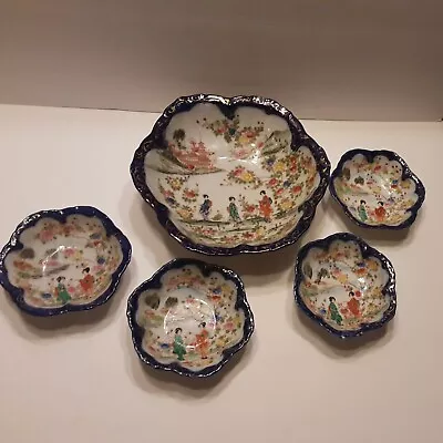 Vintage Nippon Takati Berry Nut Bowl Set Porcelain Handpainted Geisha Girl Vtg  • $49.99