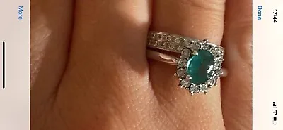 Emerald Diamonds Ring 9 Carat White Gold  • £199