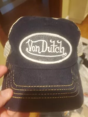 Vintage Von Dutch Blue Corduray Trucker Hat • $26.99