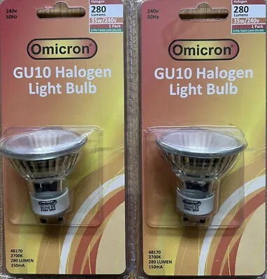 £6.99 • Buy 2 Pack Of Omicron Gu10 Halogen Light Bulbs 35w /240v 280 Lumens Warm White New