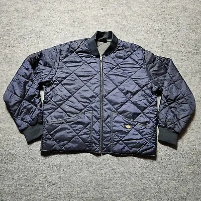 Dickies Dark Navy Blue Quilted Diamond Lined Puffer Full Zip Jacket Size XL • $50
