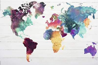 $11.99 • Buy Map Of The World - Watercolor Art Poster / Print (World Map)