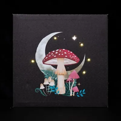 Forest Mushroom Light Up Canvas Plaque Moon Witch Nature Magic Gothic Home LED • £9.99