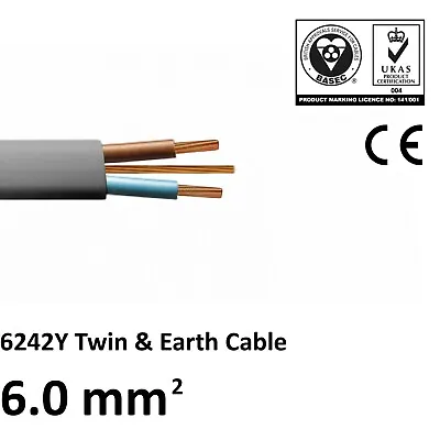 6mm Twin And Earth T&E Cable Wire Electric Cooker Shower High Power Domestic  • £74.97