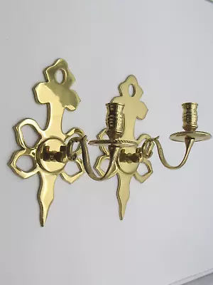 Pair VIRGINIA METALCRAFTERS  Solid Brass Heavy Candlestick  Wall Sconces 2019 • $56.95