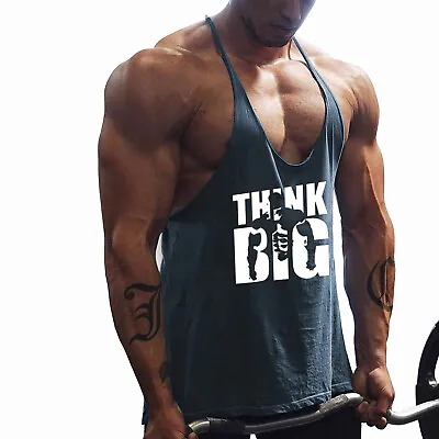 Men's Gym Bodybuilding Tank Tops Fitness Singlet Stringer Y-Back Muscle Vest • $7.55
