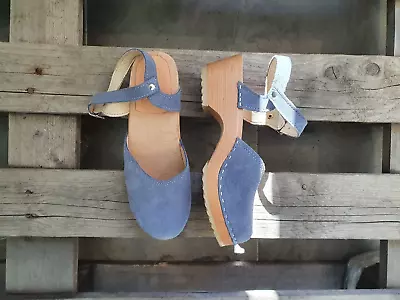 Swedish Clogs Maguba Monterey Light Blue Suede Size 36 • $79