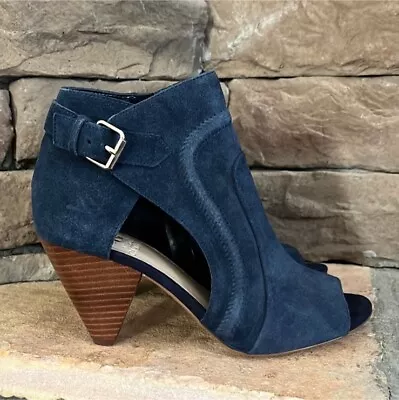 Vince Camuto Ennley Peep Toe Ankle Booties / Blue / SZ 7.5 • $39