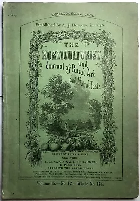 1860 Horticulturist Journal Rural Art Taste Downing Dec Vol 15 No 12 Illustrated • $24.99