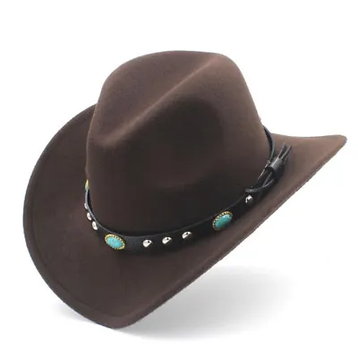 Junior Kids Western Boys Cowboy Hat Gilrs Cowgirl Caps W/ Turquoise Leather Belt • $11.99