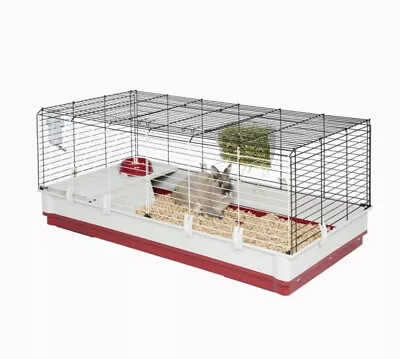 Midwest Wabbitat Deluxe Extra Long Rabbit Home White Red 47.24  X 23.62  X 19.6 • $49