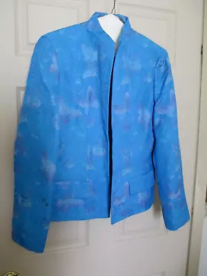 AUSTIN REED Cotton/Silk Jacket Nehru Collar Butterflies Rare Vintage 1 Owner • $9.95