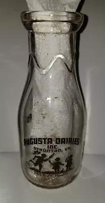 Augusta Dairies Milk Bottle Staunton VA Milk For Health One Pint Children Play • $25