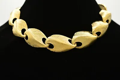 Les Bernard Vintage Collar Necklace Chunky Brushed Gold Vo Vogue Signed 1980s 1D • $55.96