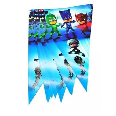 PJ MASK  Flag Banner- Bunting 2m Long  - 10 Flags Birthday Party Decoration • £3.99