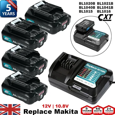 For Makita Battery 10.8V 12V BL1021B BL1040B BL1041B 2.0Ah CXT Li-ion Charger UK • £17.90