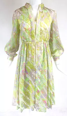 60s Vintage Elinor Simmons For Malcolm Starr Burnt Out Chiffon Floral Silk Dress • $275