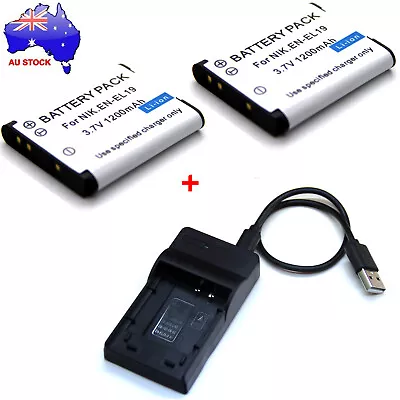 AUS Battery / Charger For EN-EL19 Nikon Coolpix S32 S33 S100 A100 A300 W100 W150 • $21.88