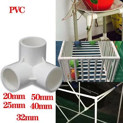 £1.67 • Buy 3-Way Elbow PVC Plumbing Fitting Pipe 20-50mm Tee Corner Fitting White 1-10PCS 