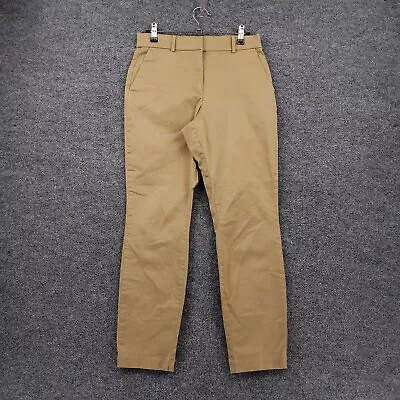H&M Pants Womens 4 Brown Chino Mid Rise Flat Front Zip Fly 27x26 Skinny Leg • $11.24