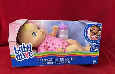 NEW Hasbro 2017 Baby Alive Luv N' Snuggle Blonde Baby Doll With Bottle Size: 13  • $79.99