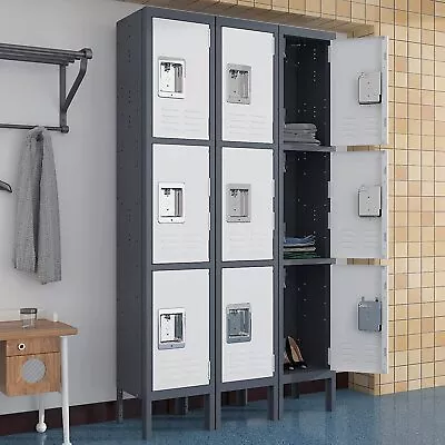 Metal Lockers For School Gym Office 3 Door Steel Locker For Employees Students • $89.99