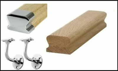 £103 • Buy Wall LHR Handrail Oak & Chrome Fittings Handrail Kit Quality Uk Manufactured!