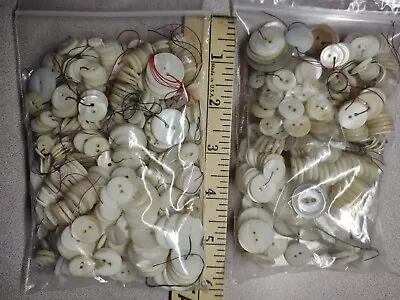 1 Pound Vintage Mother Of Pearl-M O P- Handmade White 2 Hole Buttons-3/8 To 1+  • $18