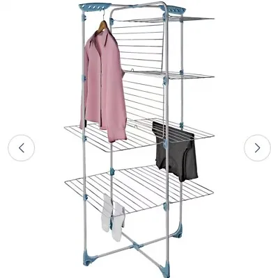 Minky Tower 40m Foldable Indoor Clothes Airer - White & Blue EVRI Delivery Only • £33