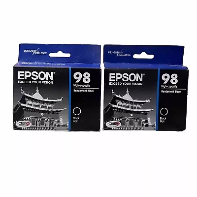 2 Pack Genuine Epson 98 High Capacity  Black Ink T098120 Exp 11/2025 • $27.95