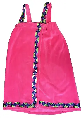 Delight Towel Robe Wrap Hot Pink Geometric Pattern Trim One Size Fuschia Beach • $8.92